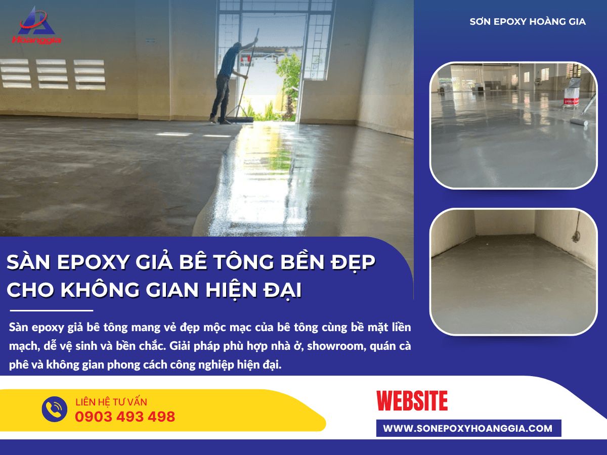 Sàn epoxy giả bê tông bền đẹp cho không gian hiện đại
