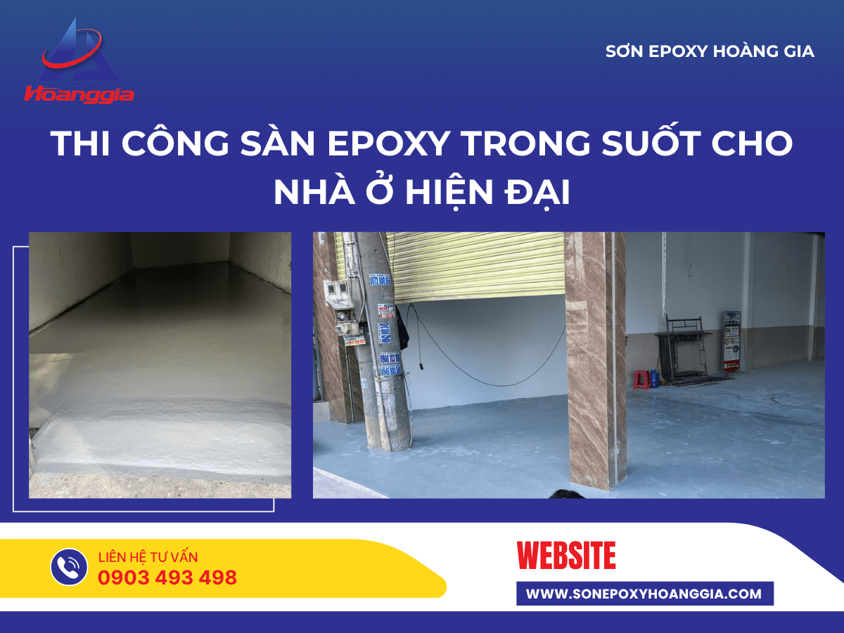 Thi công sàn epoxy trong suốt cho nhà ở hiện đại