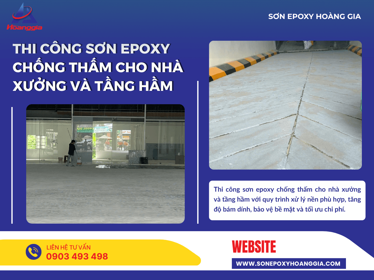 Thi công sơn epoxy chống thấm cho nhà xưởng và tầng hầm