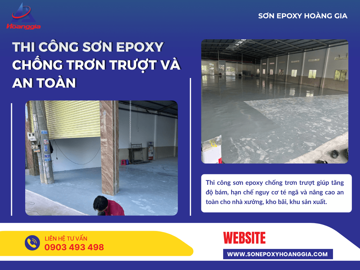 Thi công sơn epoxy chống trơn trượt và an toàn
