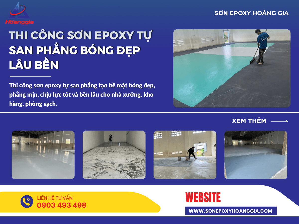 Thi công sơn epoxy tự san phẳng bóng đẹp lâu bền
