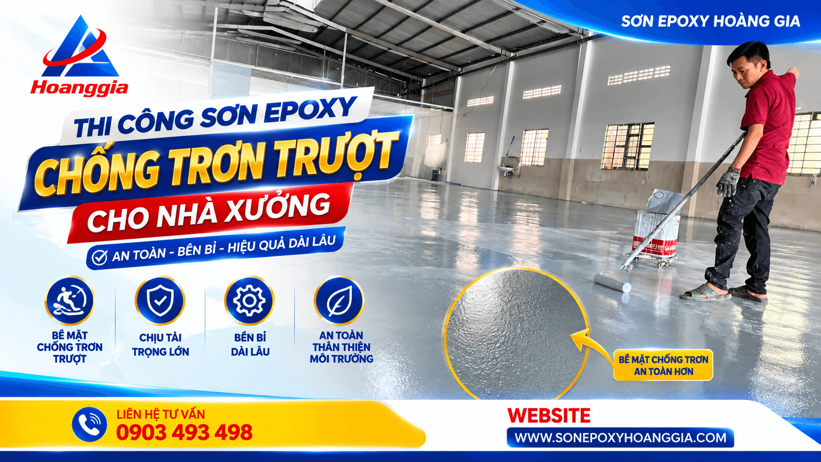 Thi công sơn Epoxy chống trơn trượt cho nhà xưởng 2027