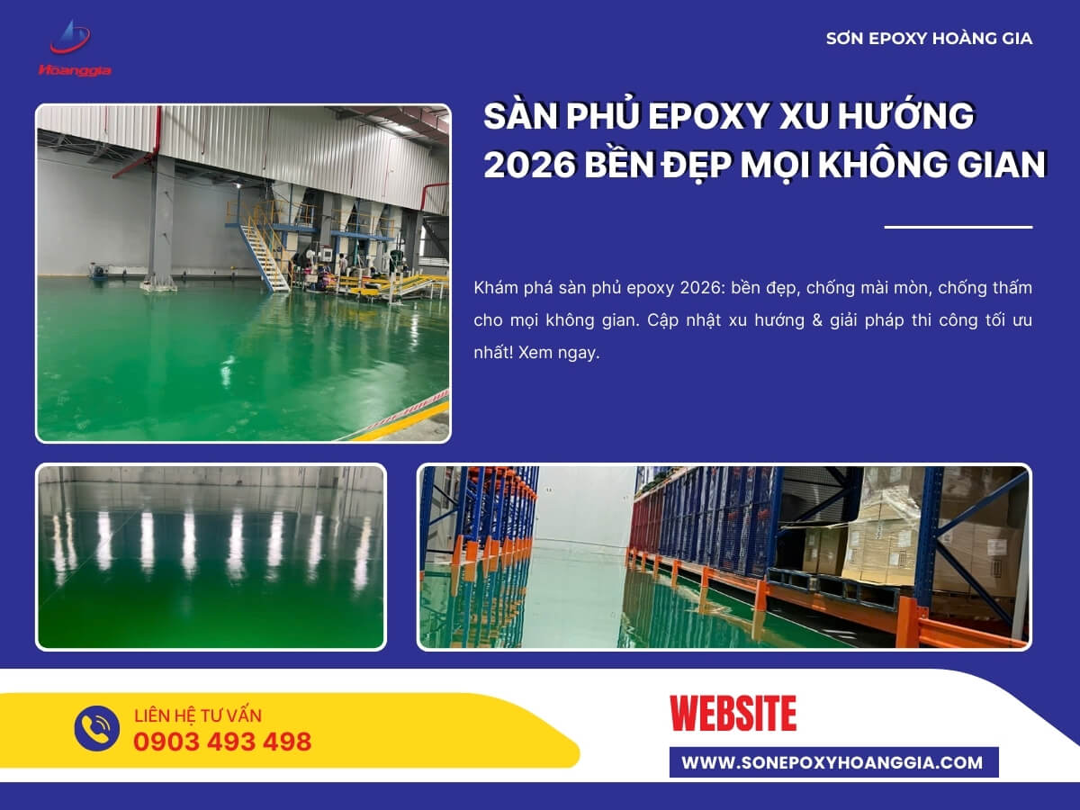 Sàn phủ epoxy xu hướng 2026 bền đẹp mọi không gian