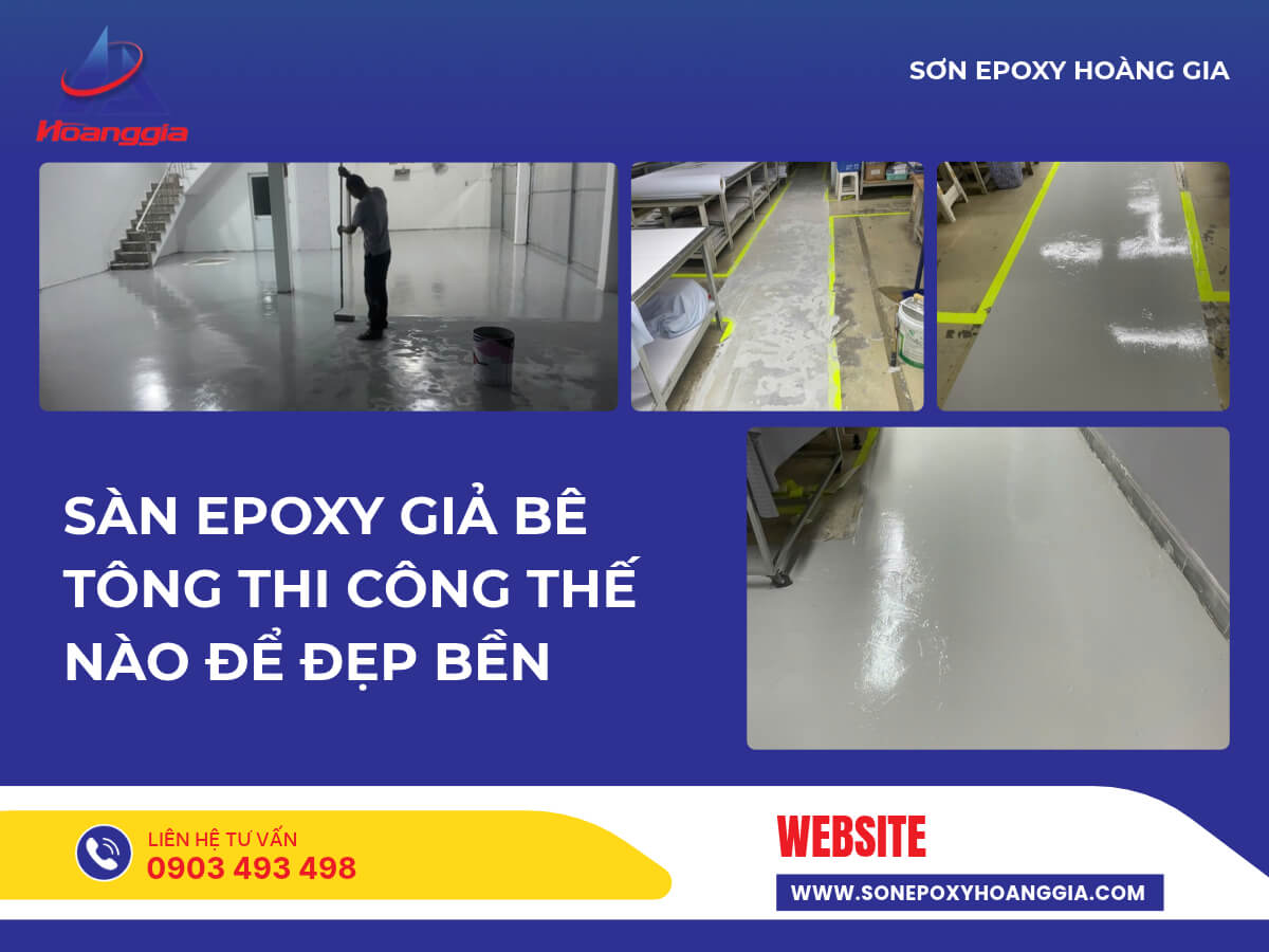 Sàn epoxy giả bê tông thi công thế nào để đẹp bền