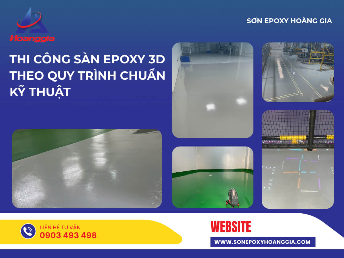 Thi công sàn epoxy 3D theo quy trình chuẩn kỹ thuật