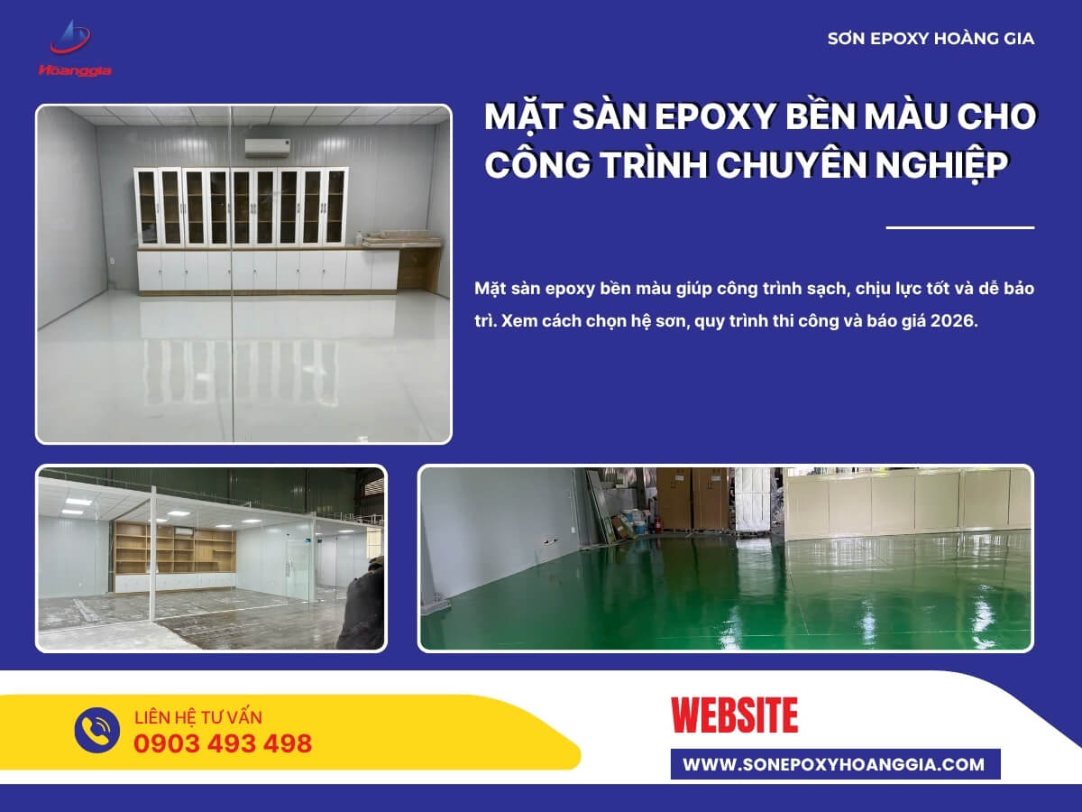 Mặt sàn epoxy bền màu cho công trình chuyên nghiệp