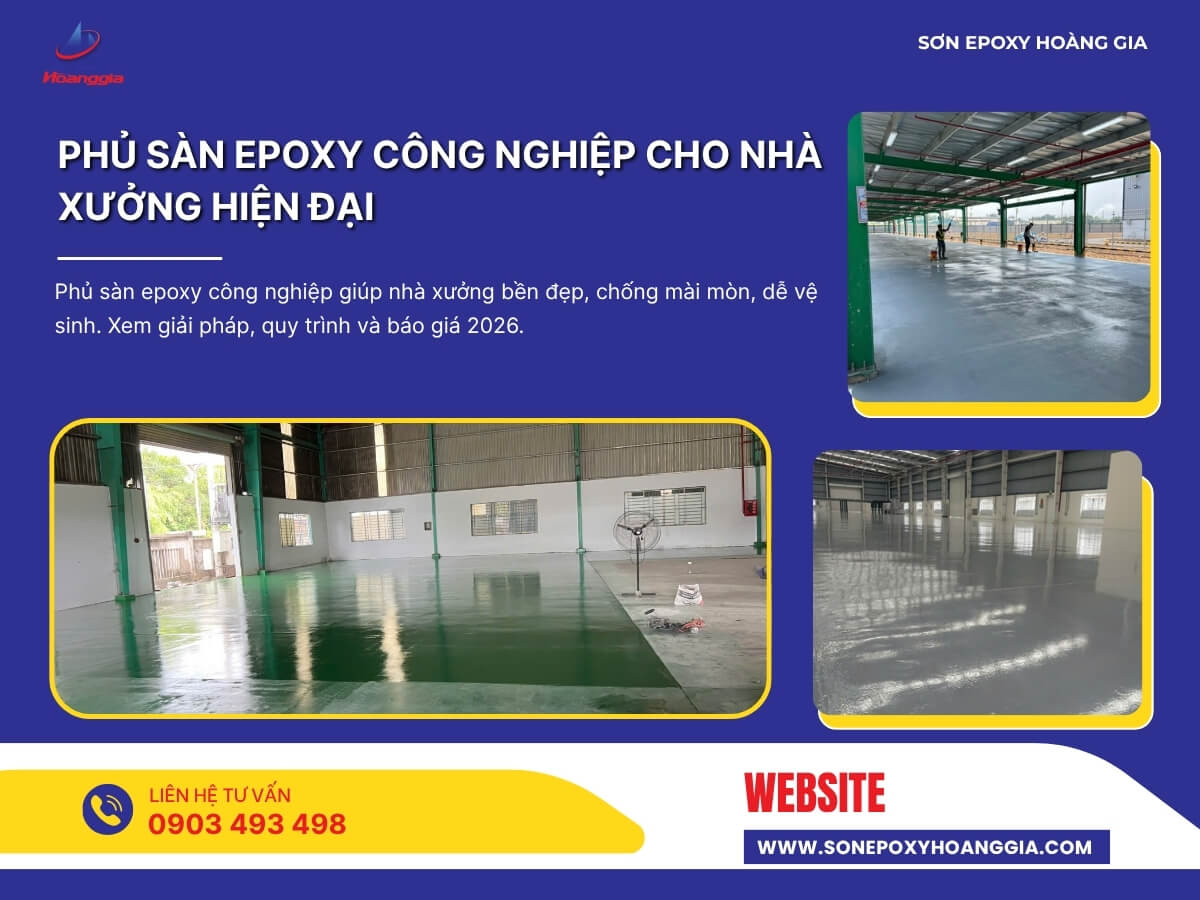 Phủ sàn epoxy công nghiệp cho nhà xưởng hiện đại