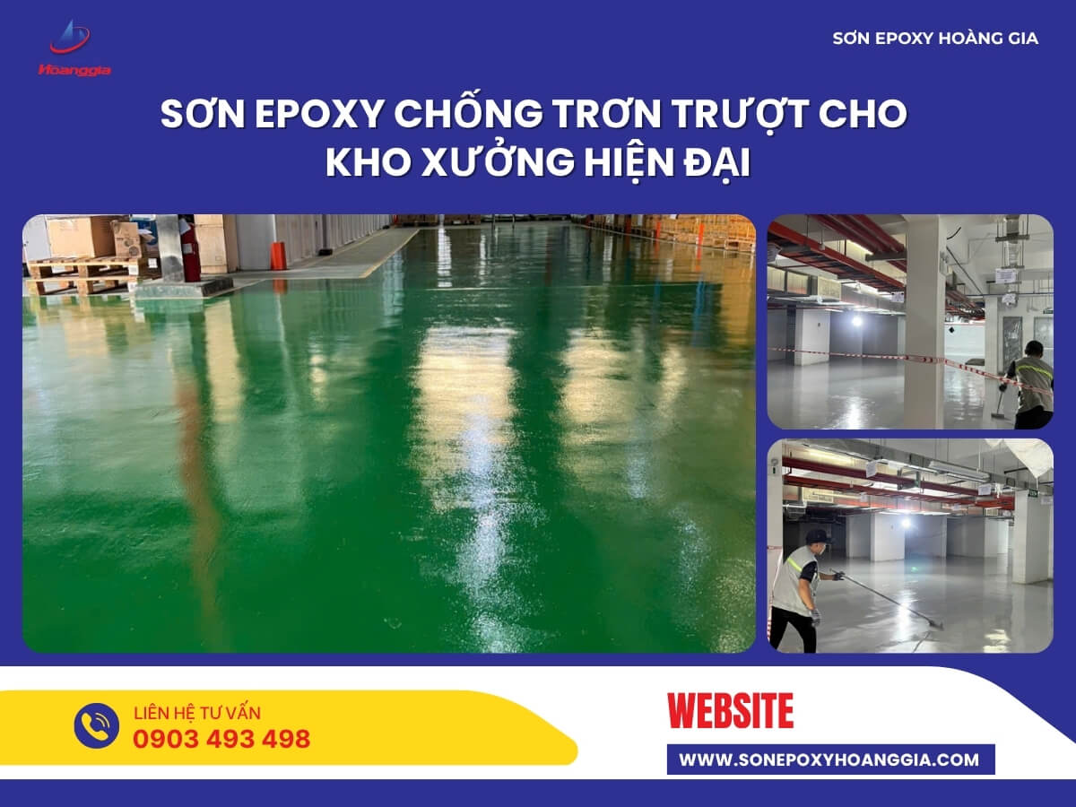 Sơn epoxy chống trơn trượt cho kho xưởng hiện đại